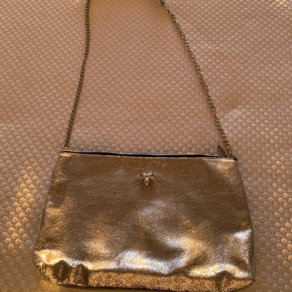 Zara silver bumblebee large purse with chain strap